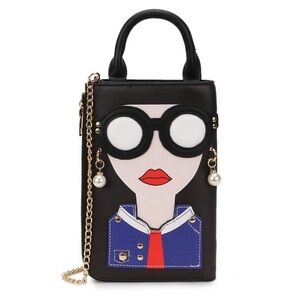 NWT JOSEPH D'AREZZO Sunglass Woman Top Handle Bag Black